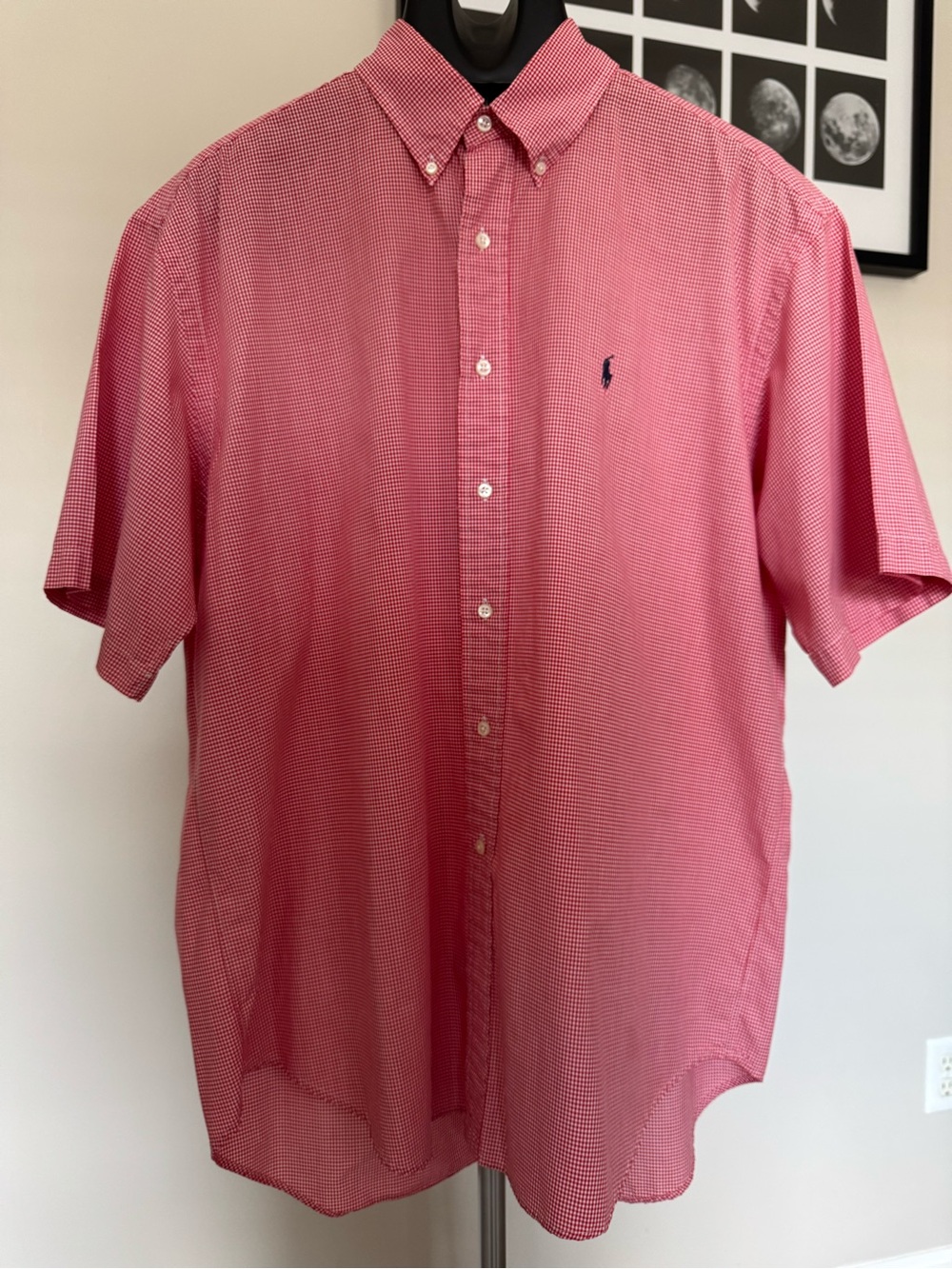 Ralph Lauren Red Micro-Check Button-Down Short Sleeve Shirt
